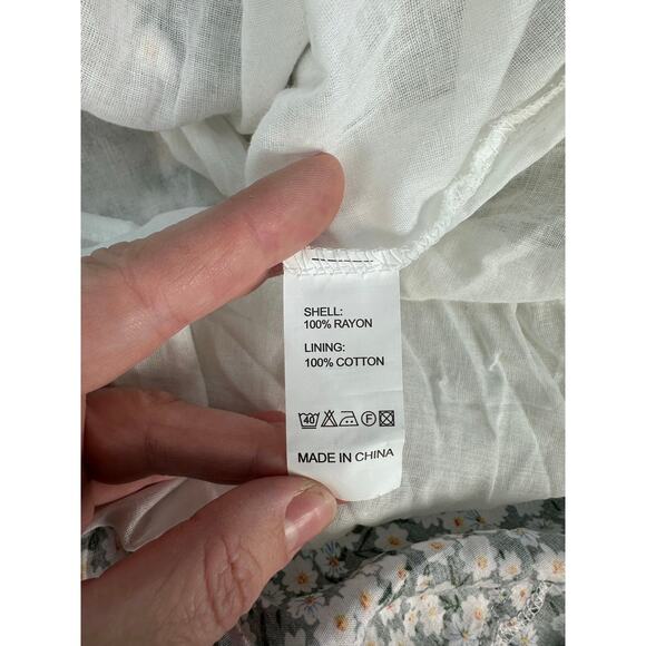 Alelly Woman’s sz L Daisy Print Green Mini Skirt Rayon Cotton Drawstring Beach - Picture 10 of 11